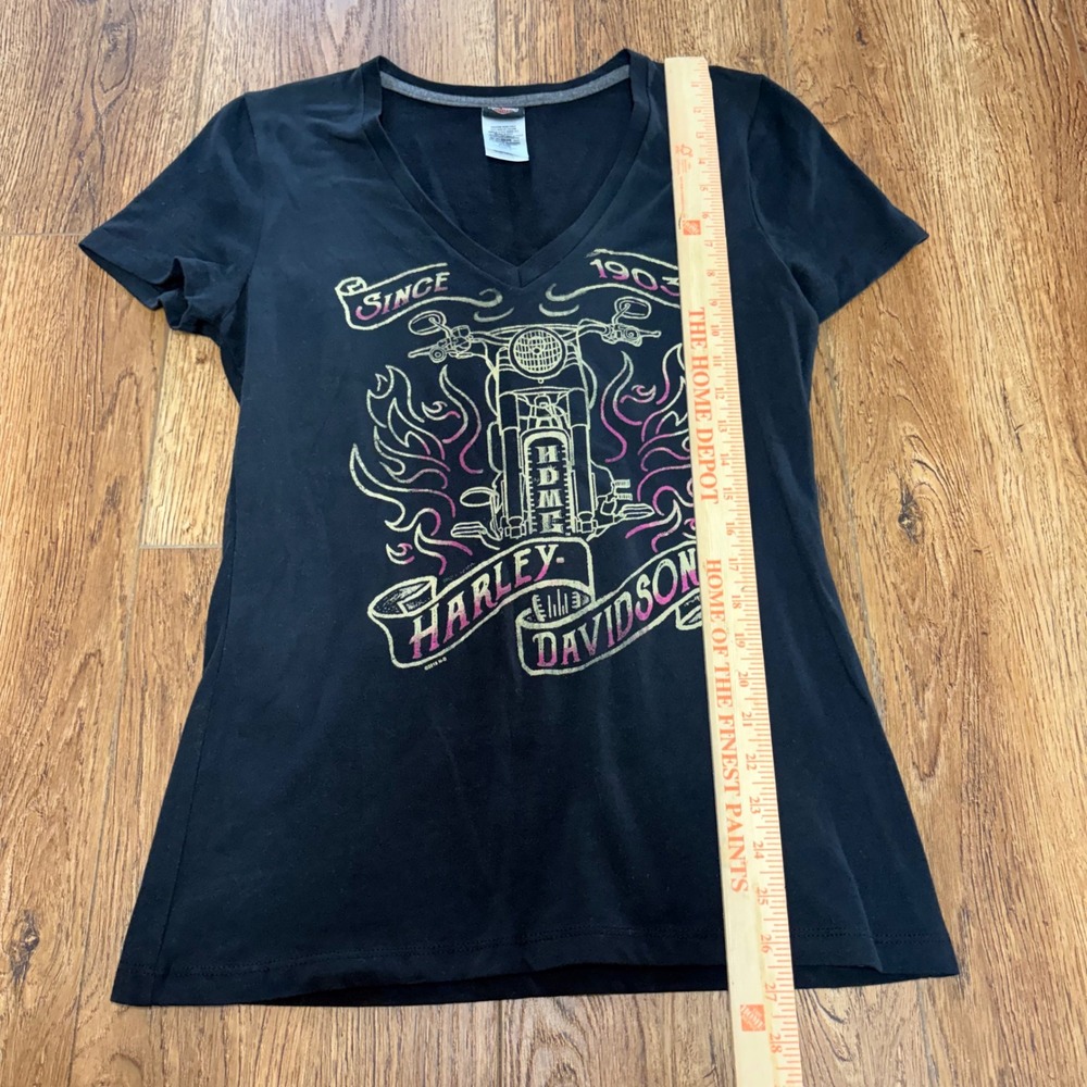 Harley Davidson Black Mad River Sandusky Ohio Moon Graphic T-Shirt Womens M - Picture 6 of 9